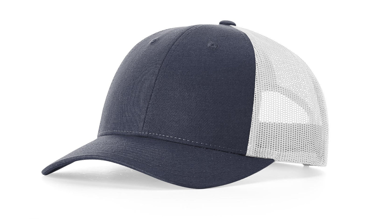 Richardson 115 Low Pro Trucker Hat in Navy Heather/Light Grey