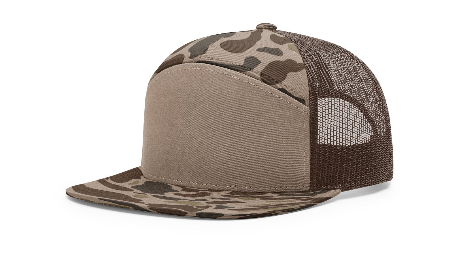 Richardson 168P Printed Seven Panel Trucker Hat - Bark Duck Camo/Brown