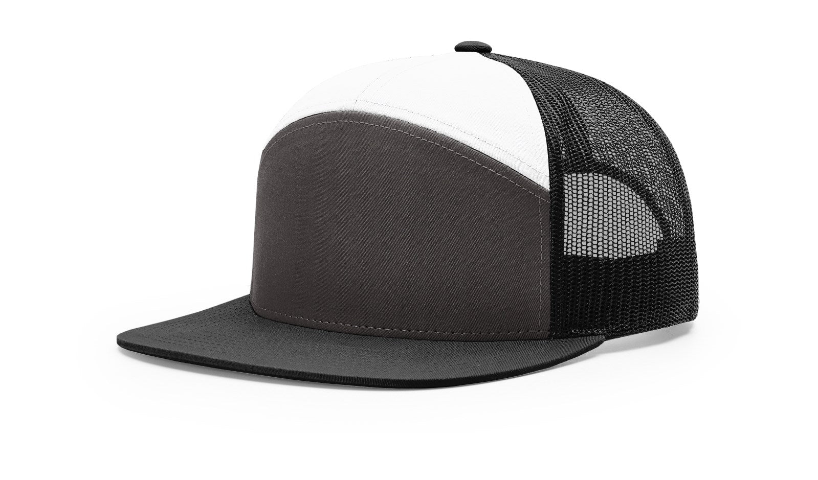 Richardson 168 Seven Panel Trucker Hat - Tri Charcoal/Black/White
