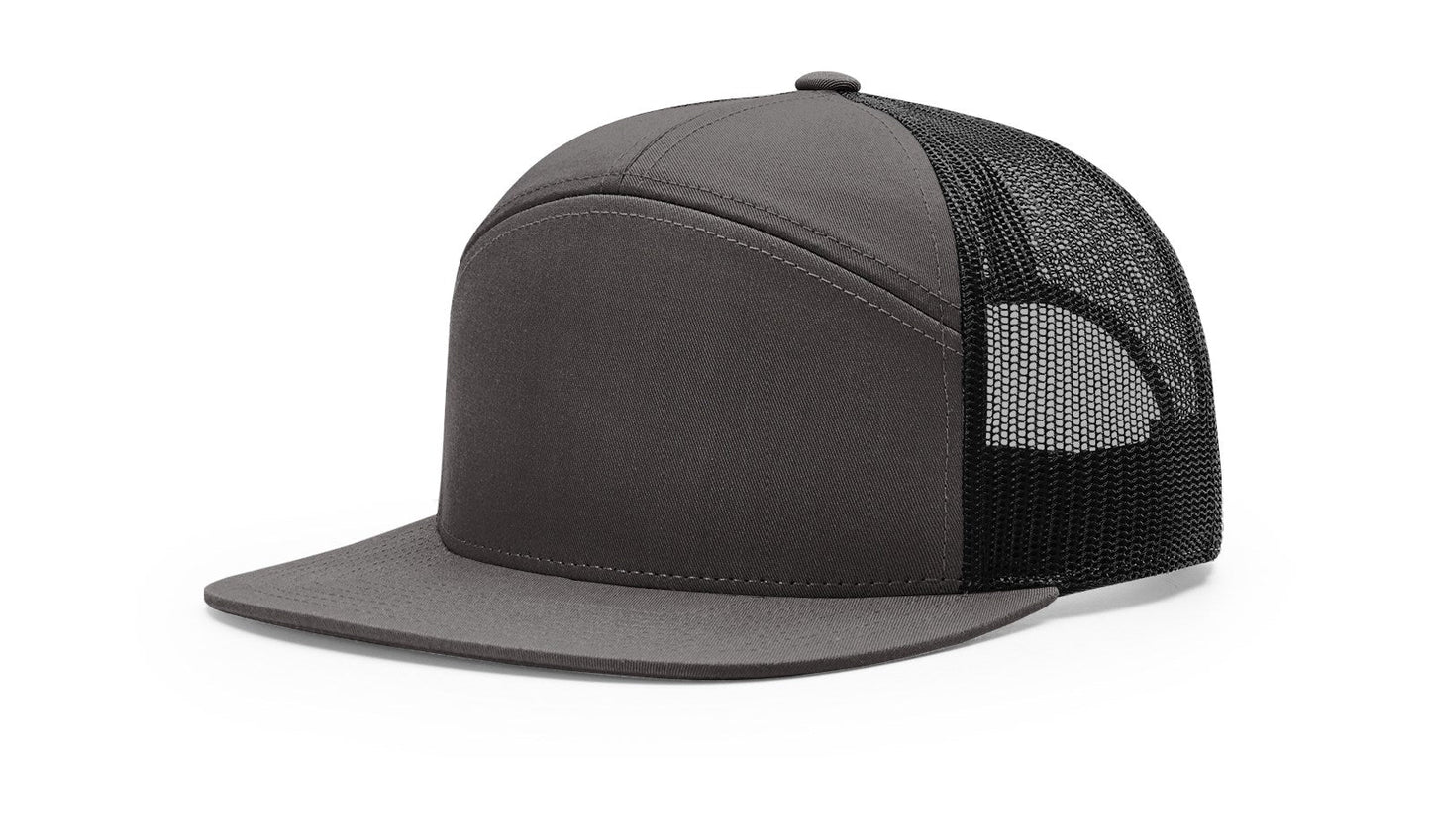 Richardson 168 Seven Panel Trucker Hat - Split Charcoal/Black
