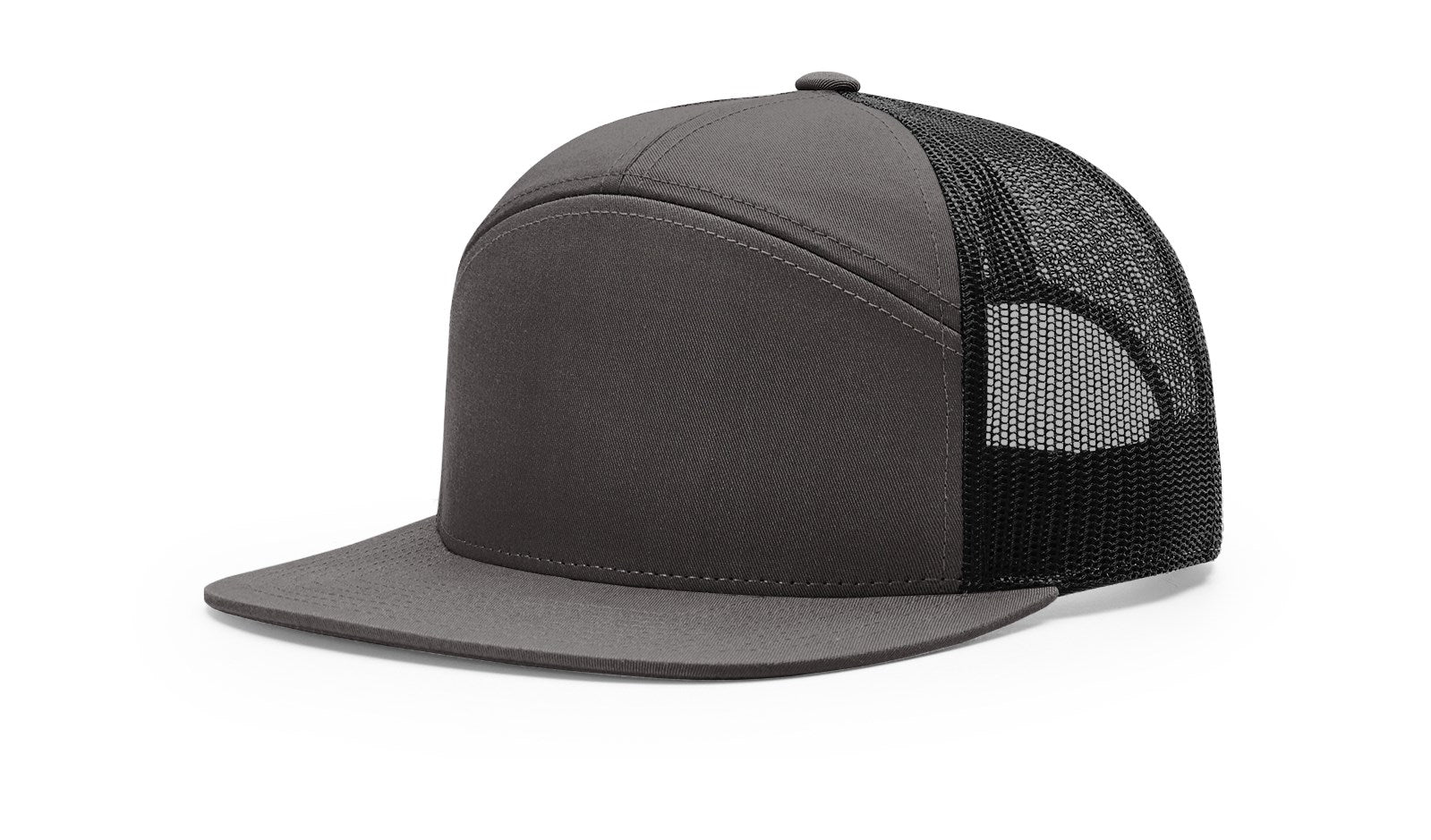 Richardson 168 Seven Panel Trucker Hat - Split Charcoal/Black