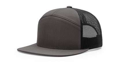 Richardson 168 Seven Panel Trucker Hat - Split Charcoal/Black