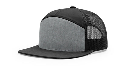 Richardson 168 Seven Panel Trucker Hat - Alternate Heather Grey/Black