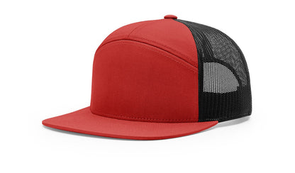 Richardson 168 Seven Panel Trucker Hat - Split Red/Black