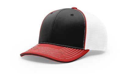 Richardson 172 Pulse Sportmesh R-Flex Hat - Tri Black/White/Red
