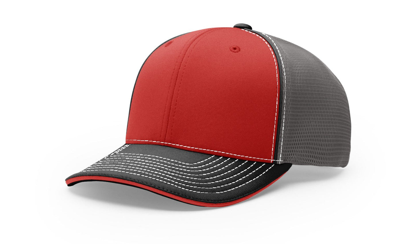 Richardson 172 Pulse Sportmesh R-Flex Hat - Tri Red/Charcoal/Black