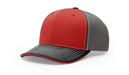 Richardson 172 Pulse Sportmesh R-Flex Hat - Tri Red/Charcoal/Black