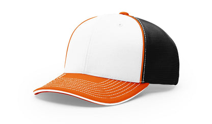 Richardson 172 Pulse Sportmesh R-Flex Hat - Tri White/Black/Orange