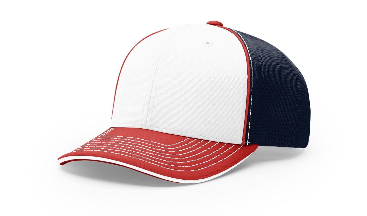 Richardson 172 Pulse Sportmesh R-Flex Hat - Tri White/Navy/Red
