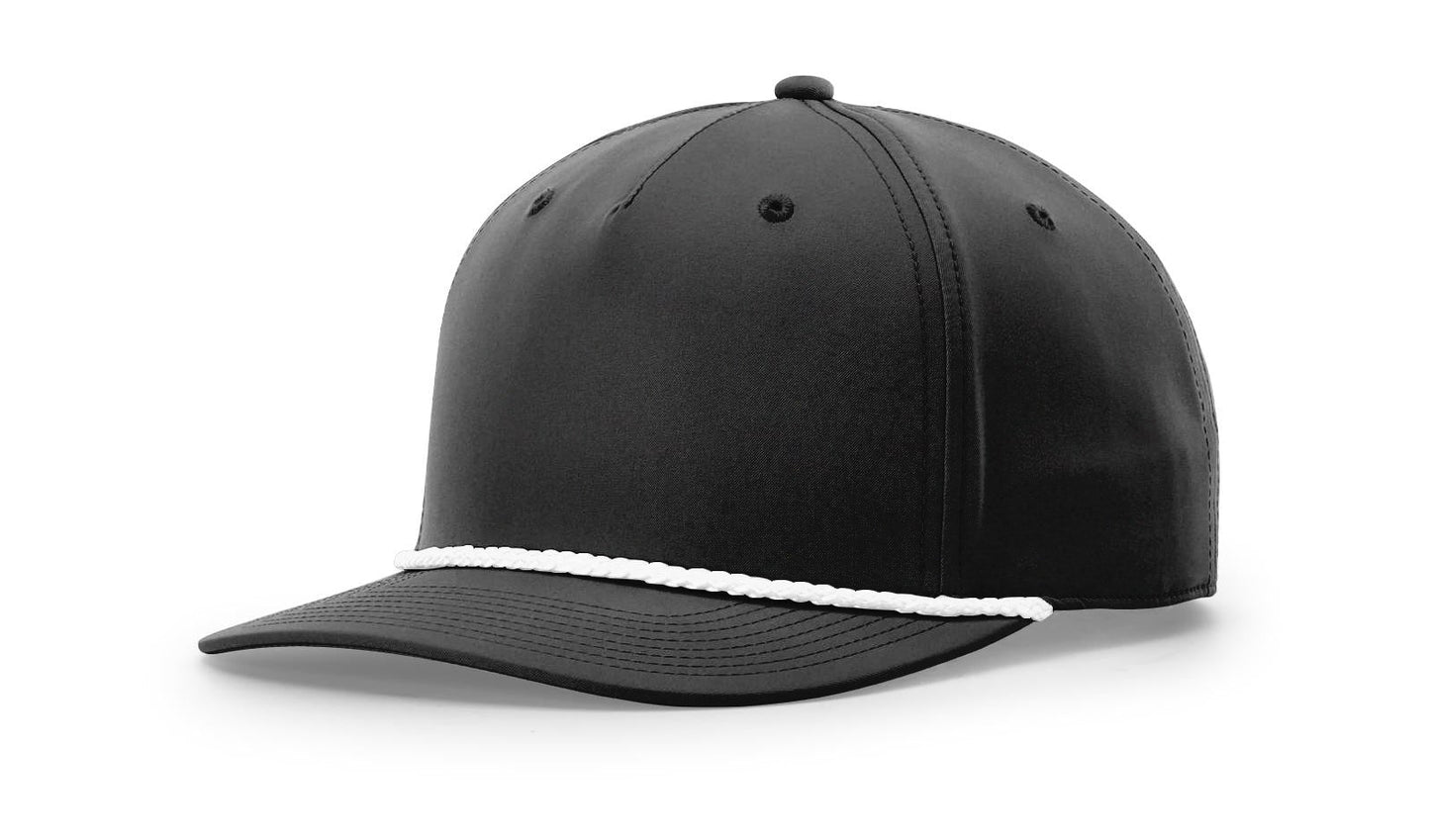 Richardson 258 Five Panel Classic Rope Cap in Black/White