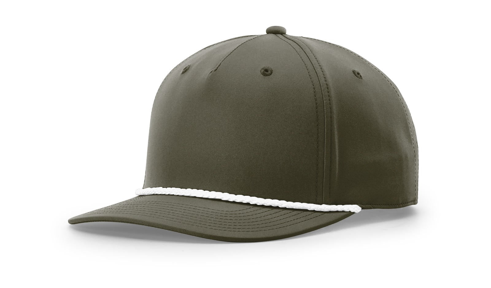 Richardson 258 Five Panel Classic Rope Cap in Dark Olive/White