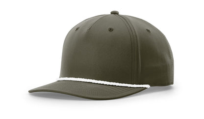 Richardson 258 Five Panel Classic Rope Cap in Dark Olive/White