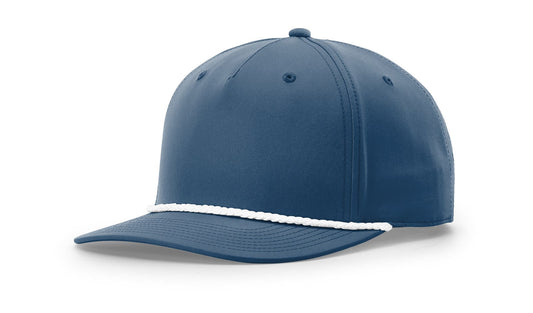 Richardson 258 Five Panel Classic Rope Cap in Light Blue/White