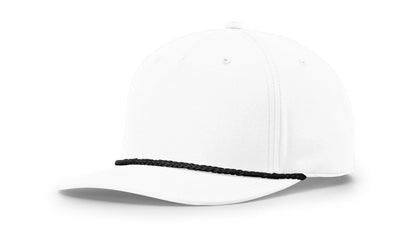 Richardson 258 Five Panel Classic Rope Cap in White/Black
