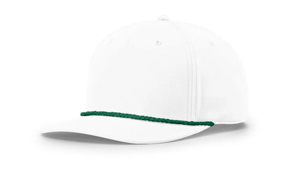 Richardson 258 Five Panel Classic Rope Cap in White/Kelly