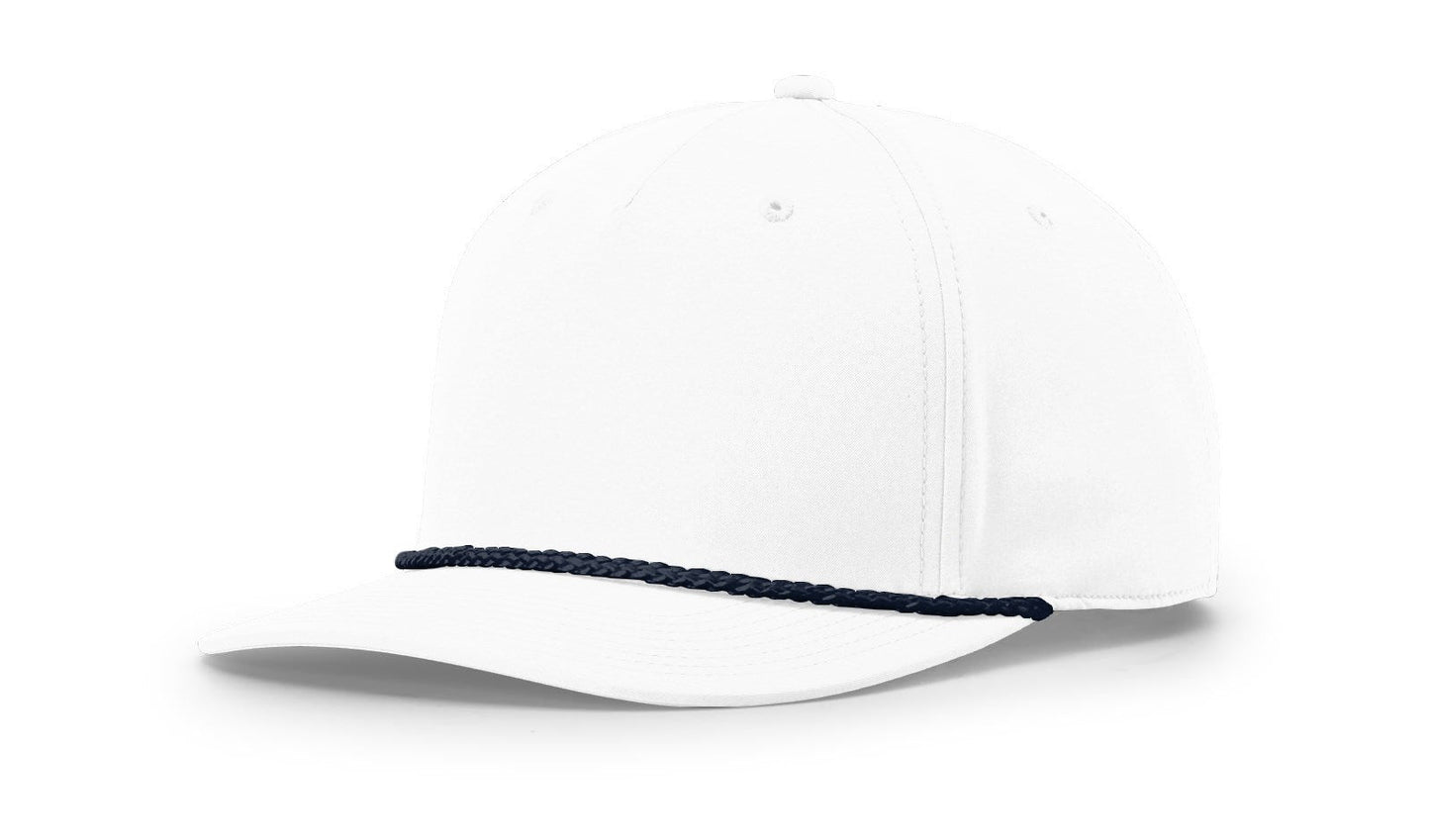 Richardson 258 Five Panel Classic Rope Cap in White/Navy