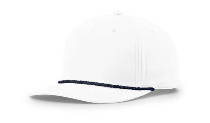 Richardson 258 Five Panel Classic Rope Cap in White/Navy
