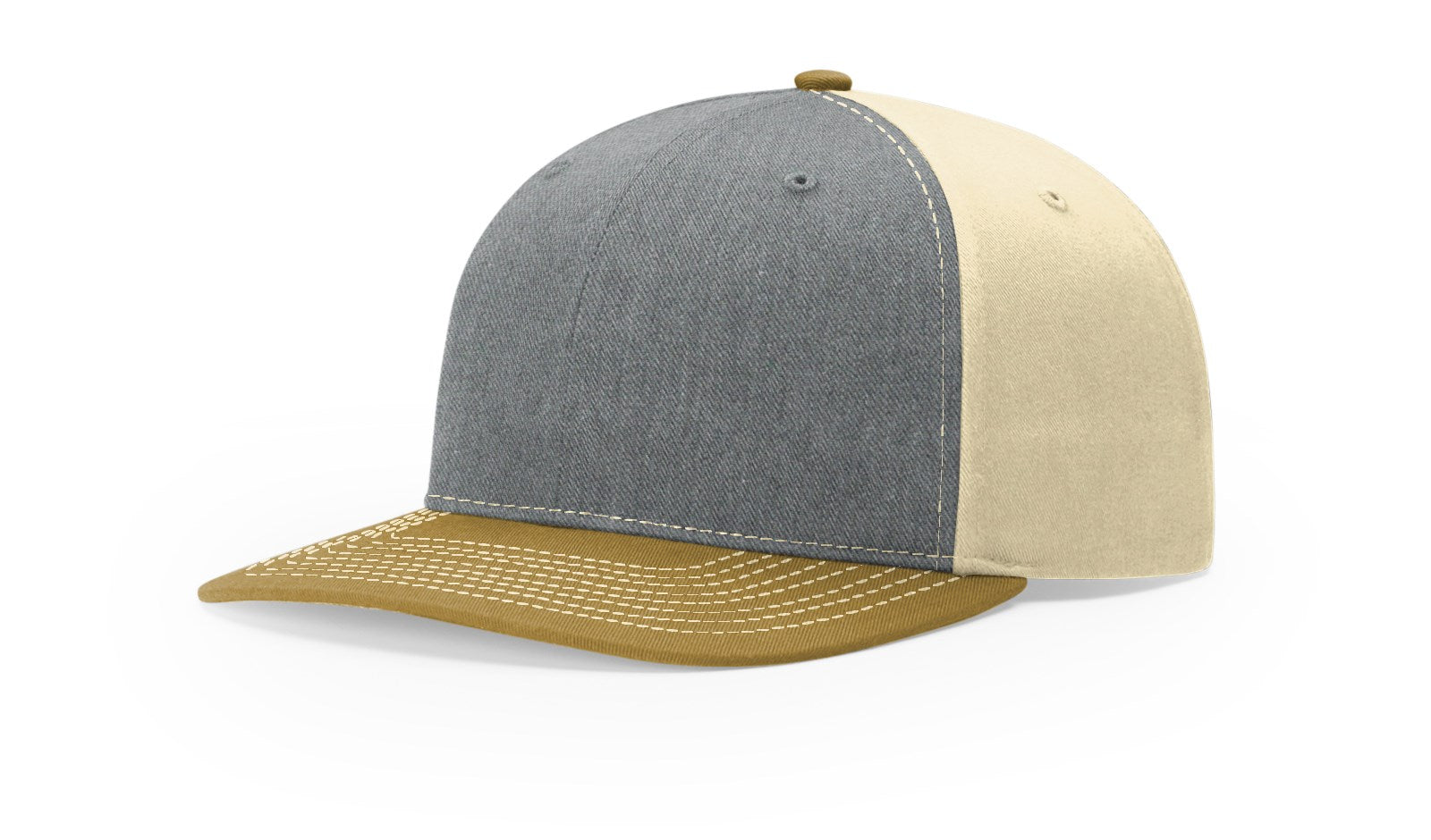 Richardson 312 Twill Back Trucker Hat - Heather Grey/Birch/Amber Gold
