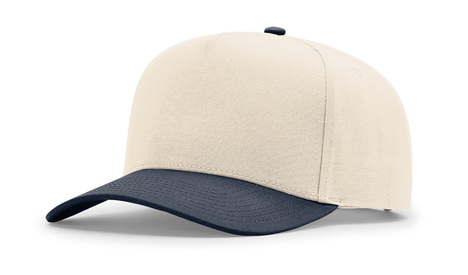 Richardson 323FPC Cream/Navy full fabric 5 panel snapback hat