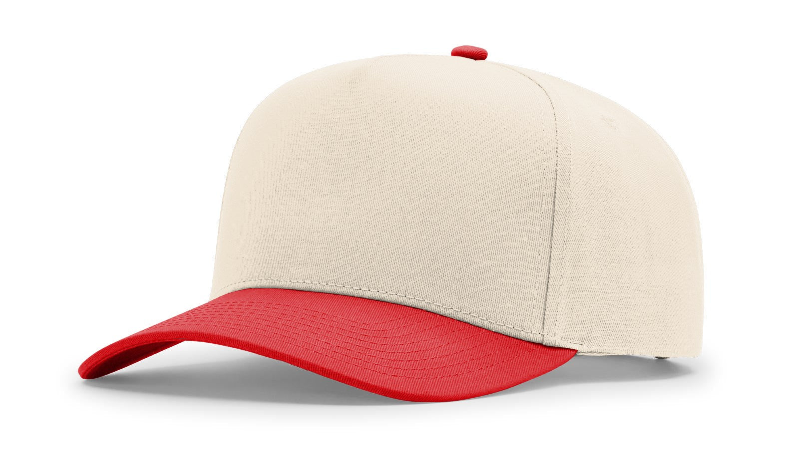 Richardson 323FPC Cream/Red full fabric 5 panel snapback hat