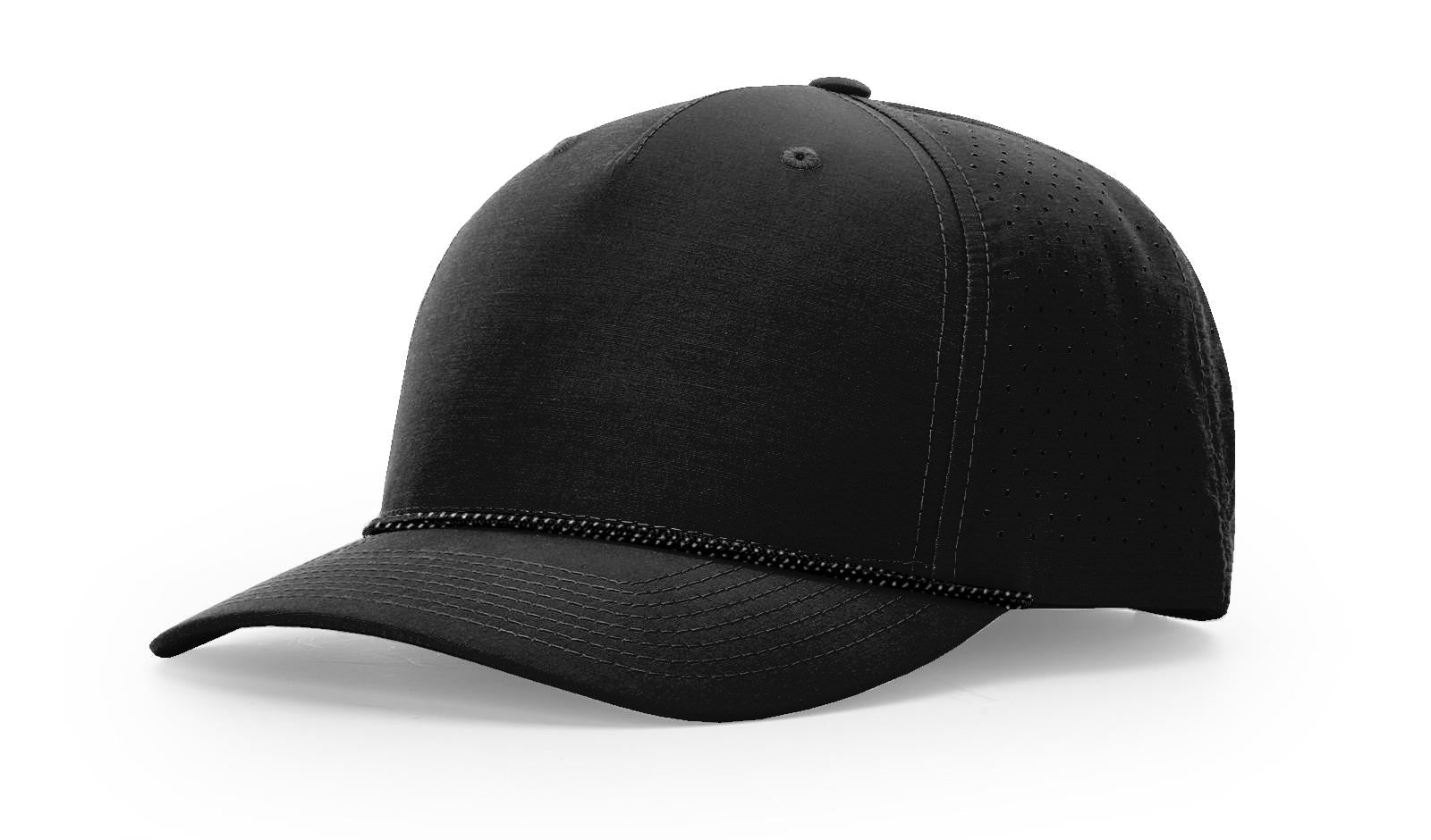 Richardson 355 Laser Perf Performance Rope Hat in Black/Black-Grey