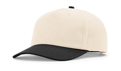 Richardson 356 Five Panel Relaxed Gramps Cap in Cream/Black