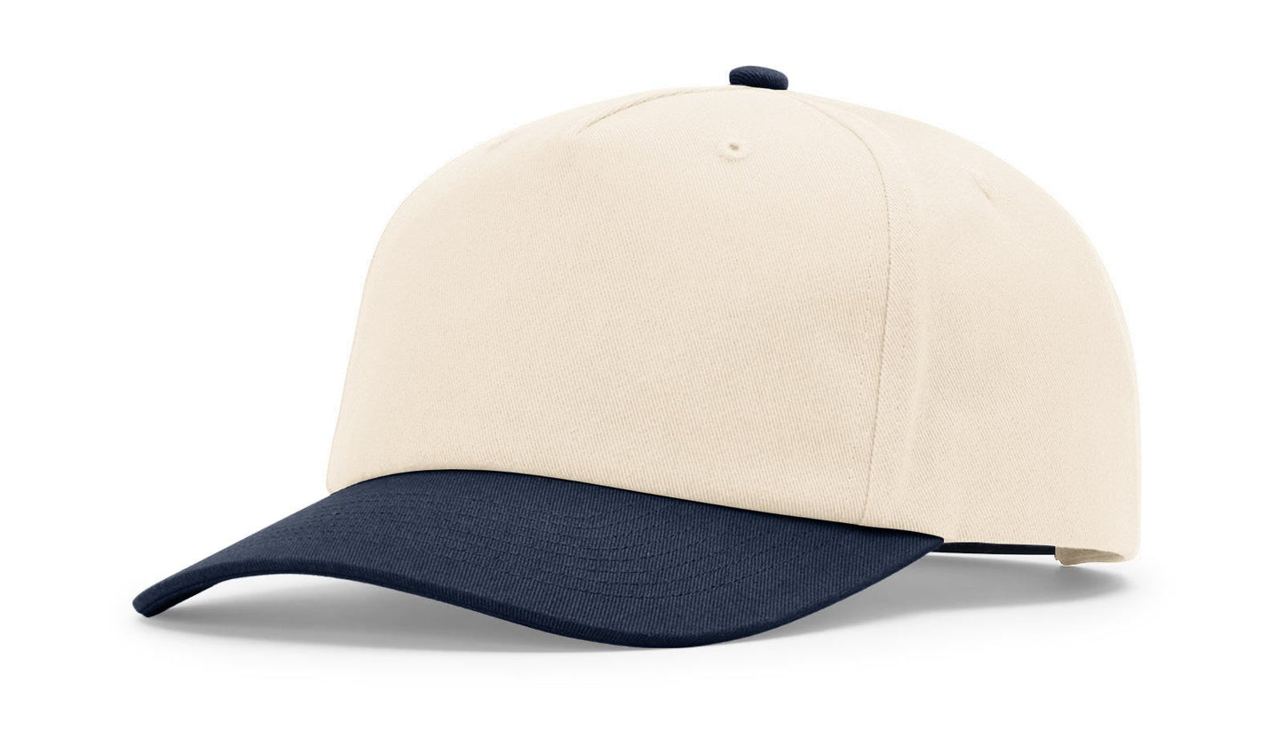 Richardson 356 Five Panel Relaxed Gramps Cap in Cream/Navy