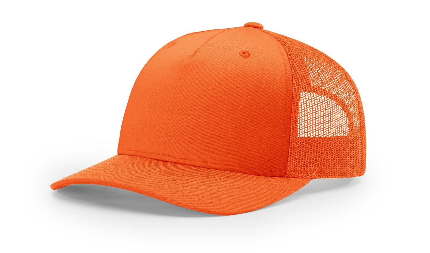 Richardson 882FP 5 Panel Blaze Trucker Hat - Blaze Orange
